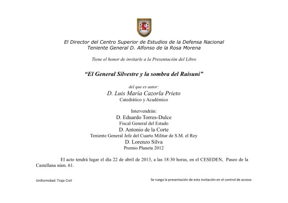 PRESENTACION LIBRO GENERAL SILVESTRE